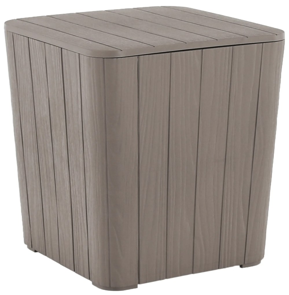 Záhradný úložný box/príručný stolík, sivá, IBLIS