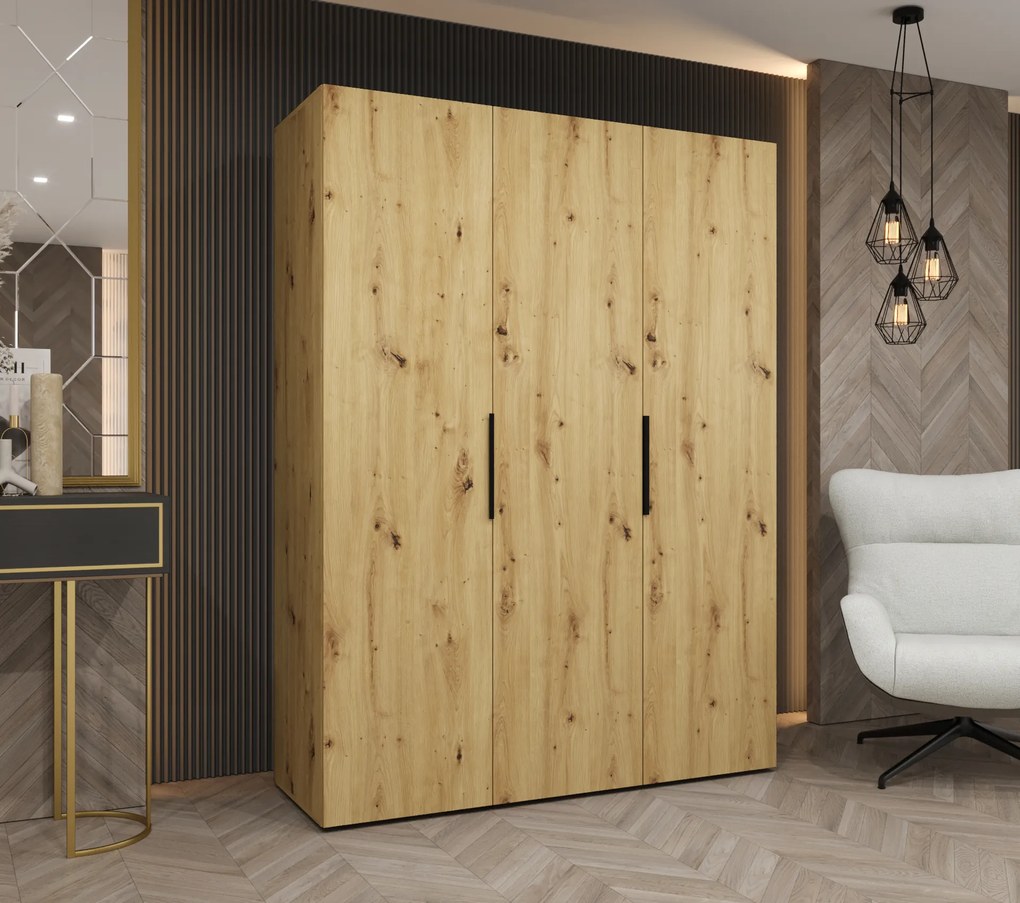 Šatníková skriňa 150 cm Mirabella 1 (dub artisan + čierna). Akcia -18%. Vlastná spoľahlivá doprava až k Vám domov. 1126347