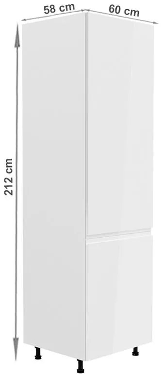 Kondela Skrinka na chladničku, AURORA D60ZL, biela/biela extra vysoký lesk, pravá