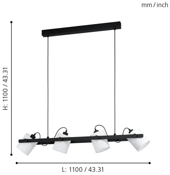 Eglo 43425 - Luster na lanku HORNWOOD 1 4xE27/28W/230V