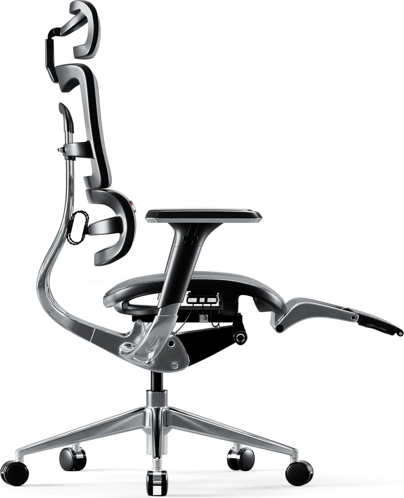 Ergonomická kancelárska stolička s podnožkou Normal Size, čierny-sivý: Diablo V-Master