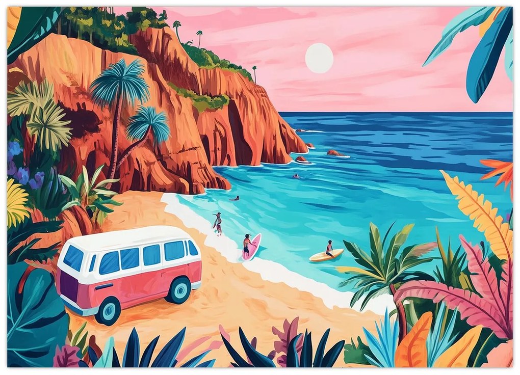 Obraz - Karavan pri oceáne (70x50 cm)