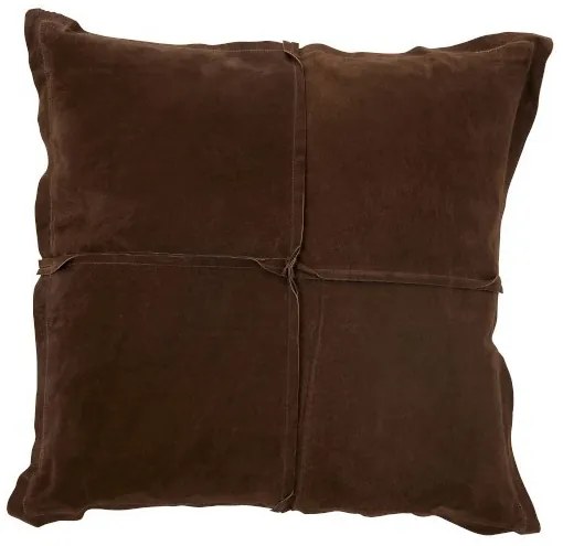 Hnedý kožený vankúš s výplňou - 45 * 45cm