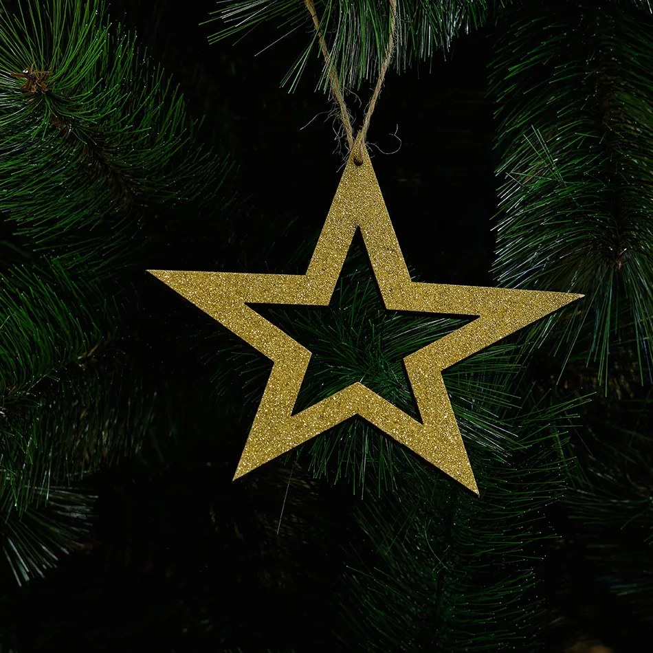 DECOLED Zlatá hvězda, dutá, 15 cm