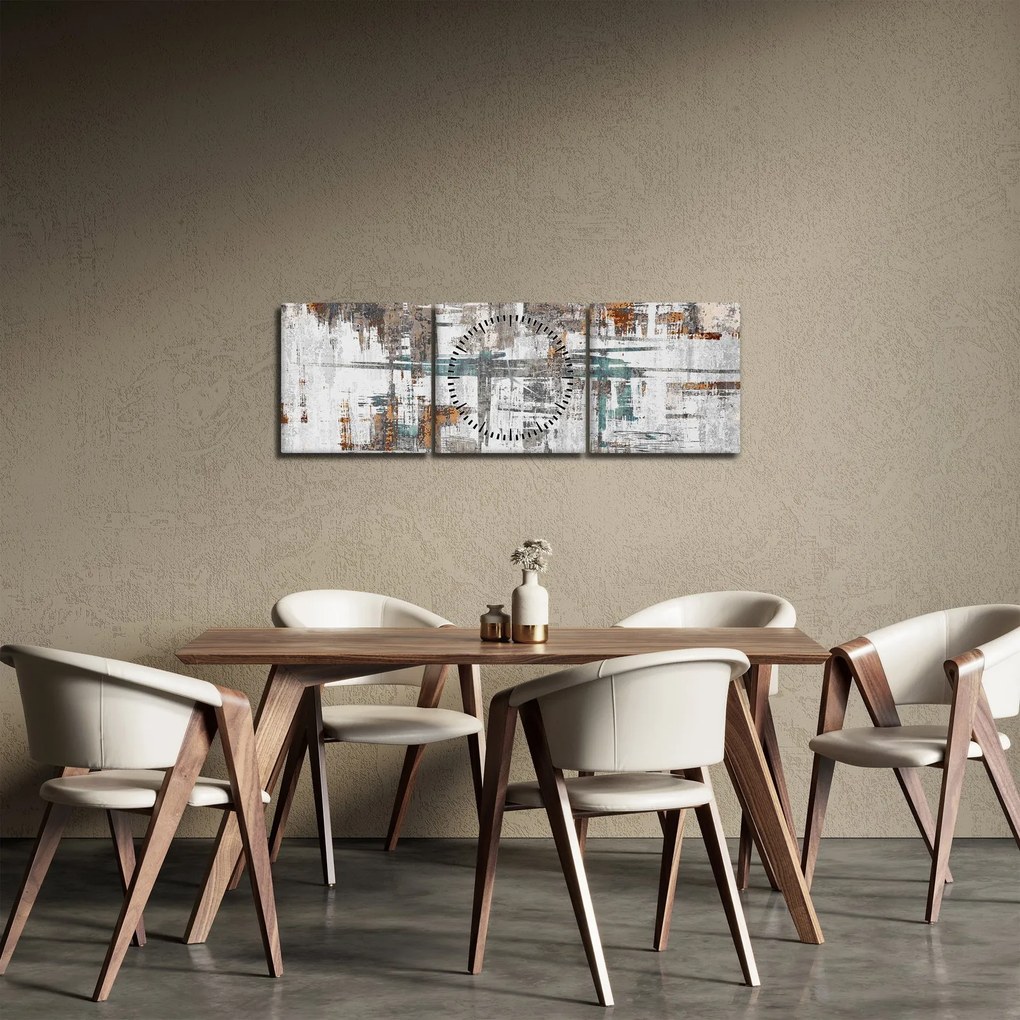 Obraz - Abstraktné ťahy (s hodinami) (90x30 cm)