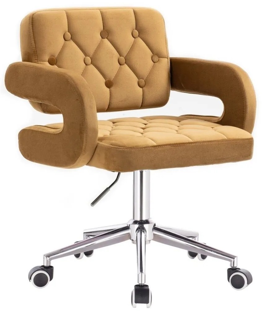 LuxuryForm DESIGN Stolička ADRIA VELUR na striebornej podstave s kolieskami - medová