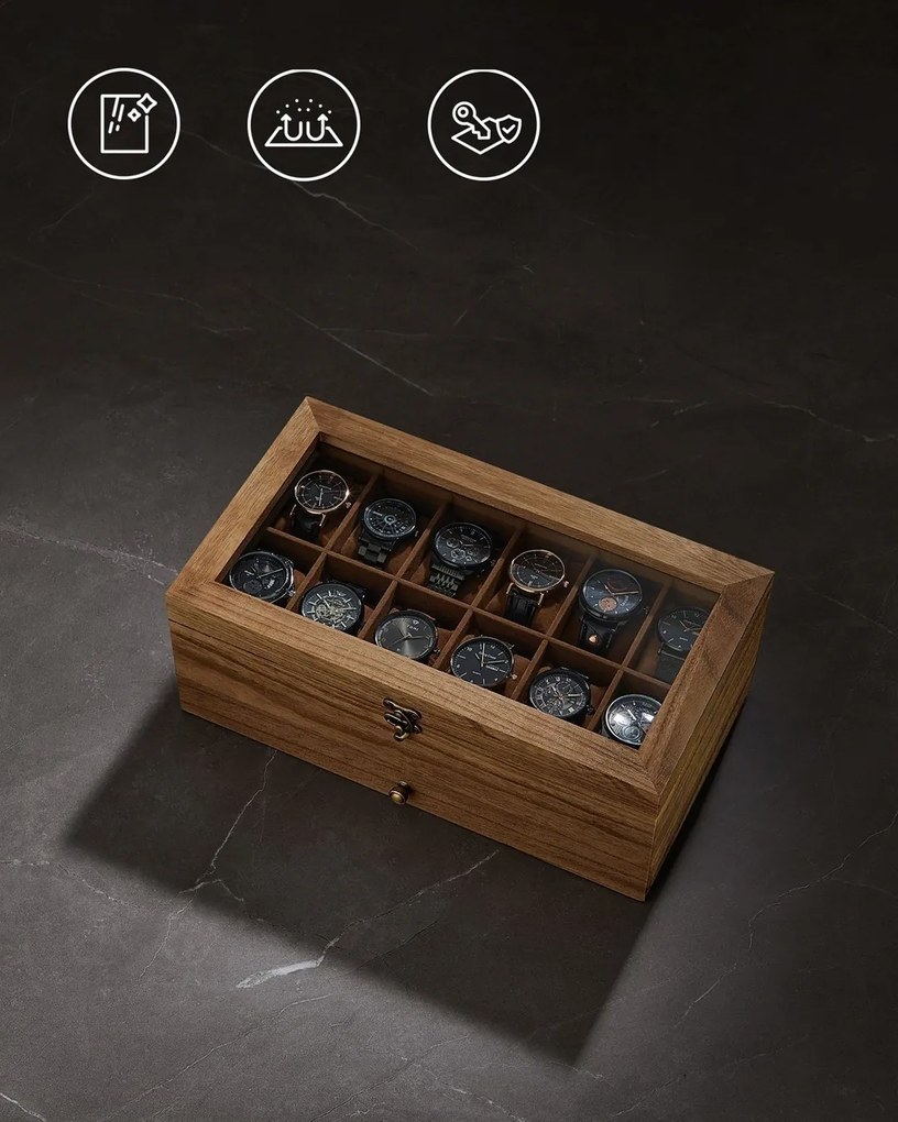 Úložný box na hodinky Vrangle 34 cm hnědý