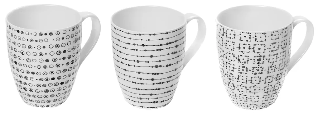 Šálka na mlieko, čaj alebo cappuccino 320 ml set 3 ks - Basic Dots - 490822