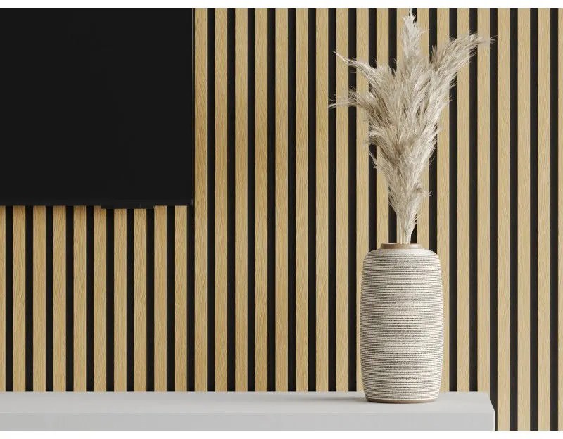 Mexen Lam-F, akustické stenové lamely 275 × 30 cm, plstený podklad 8 mm, technická dyha, dub zlatistý, S105-275307-3015-003