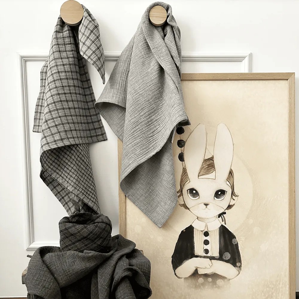 Mušelínová plienka z organickej bavlny grafit 70×70 cm