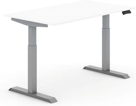 Výškovo nastaviteľný stôl PRIMO ADAPT, elektrický, 1400x800x735-1235 mm, biela, sivá podnož