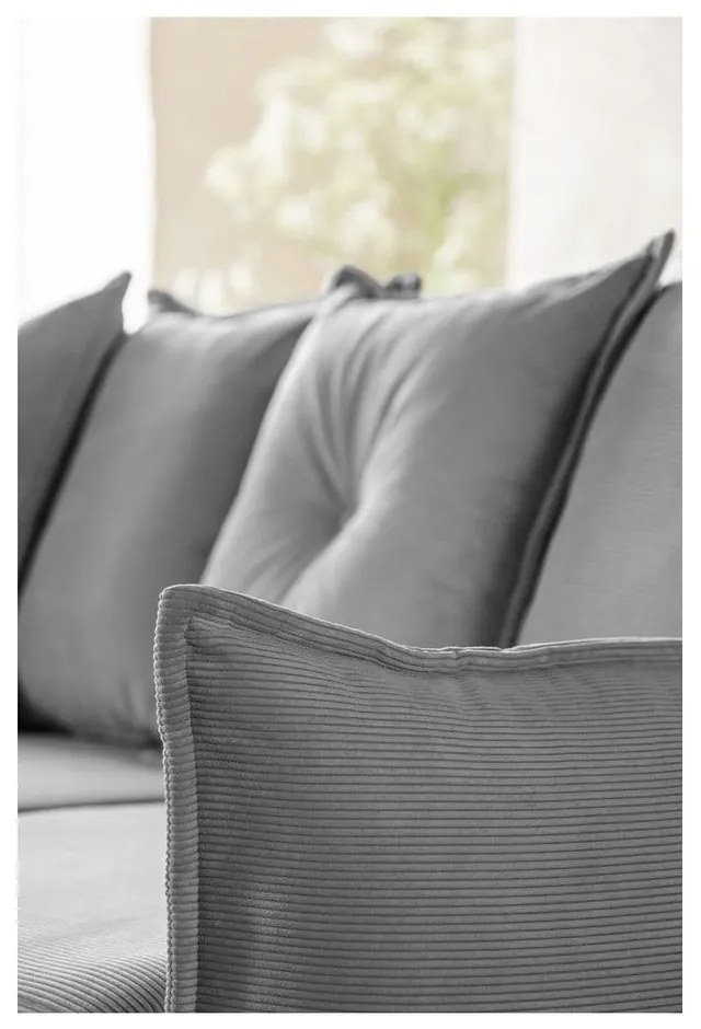 Sivá menčestrová rozkladacia rohová pohovka (variabilná) Lazy Lukka – Miuform