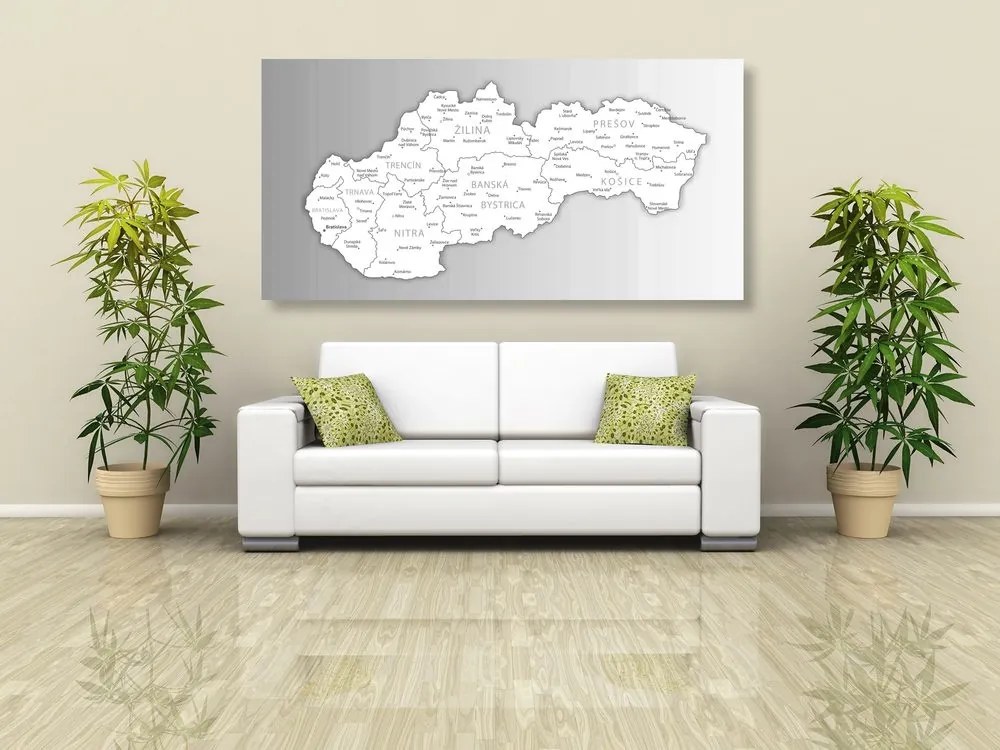 Obraz čiernobiela mapa Slovenska - 120x60