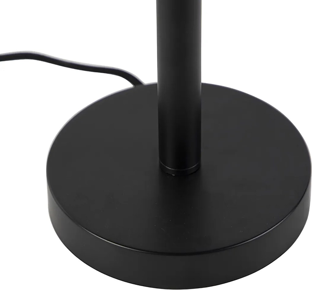 Stolová lampa čierna s oválnym zamatovým tienidlom čiernym 35 cm - Simplo