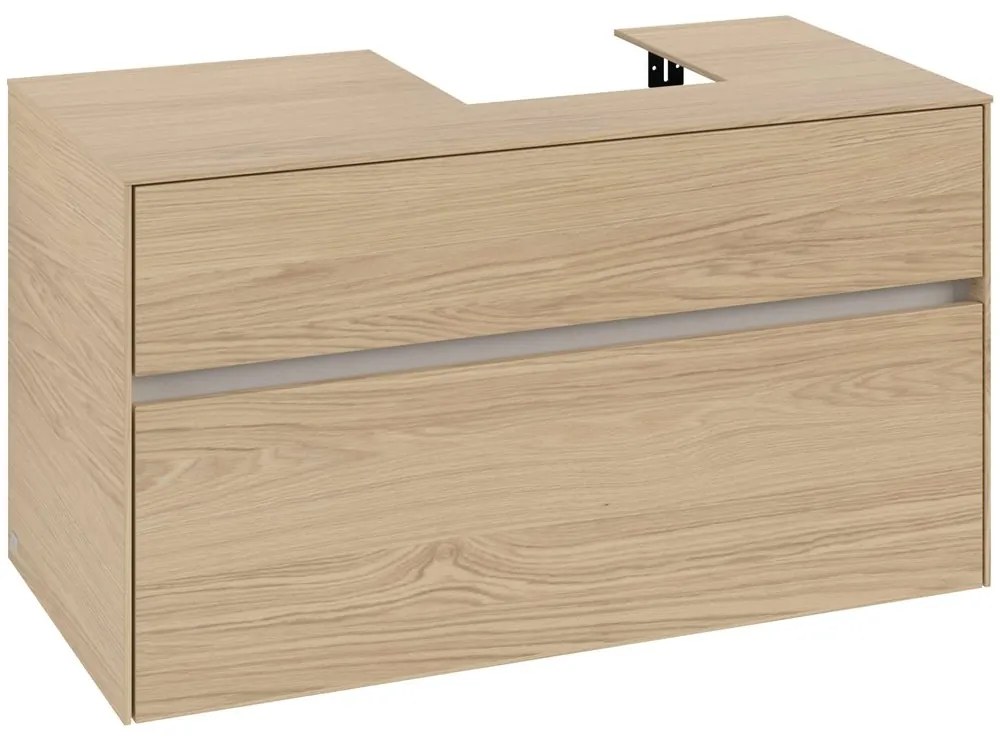 VILLEROY &amp; BOCH Collaro závesná skrinka pod umývadlo na dosku (umývadlo vpravo), 2 zásuvky, 1000 x 500 x 548 mm, Nordic Oak, C09600VJ