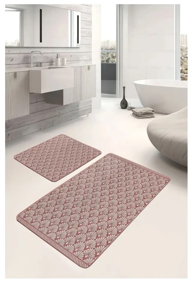 Hnedé zamatové kúpeľňové predložky v súprave 2 ks 60x100 cm – Mila Home