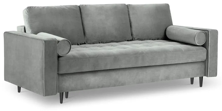 Svetlosivá zamatová rozkladacia pohovka Milo Casa Santo