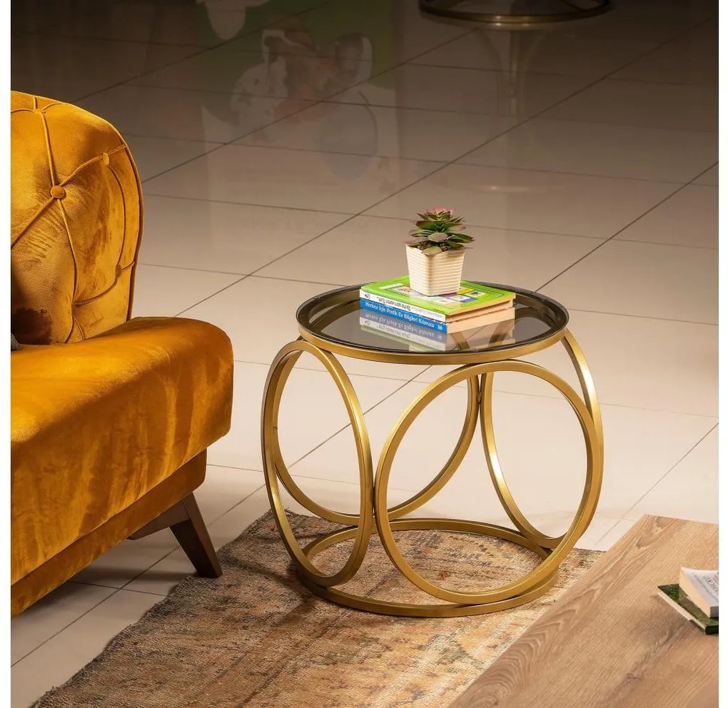 Odkladací stolík MIMO 40x40 cm zlatá/čierna