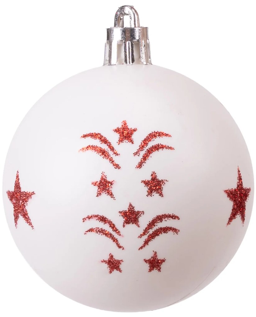 Sada 30 ks vánočních baněk SAPIN červená/bílá