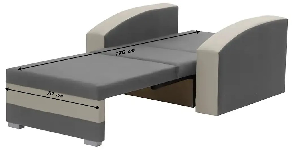 1-miestne kreslo s funkciou spania JAN Světle šedá/černá