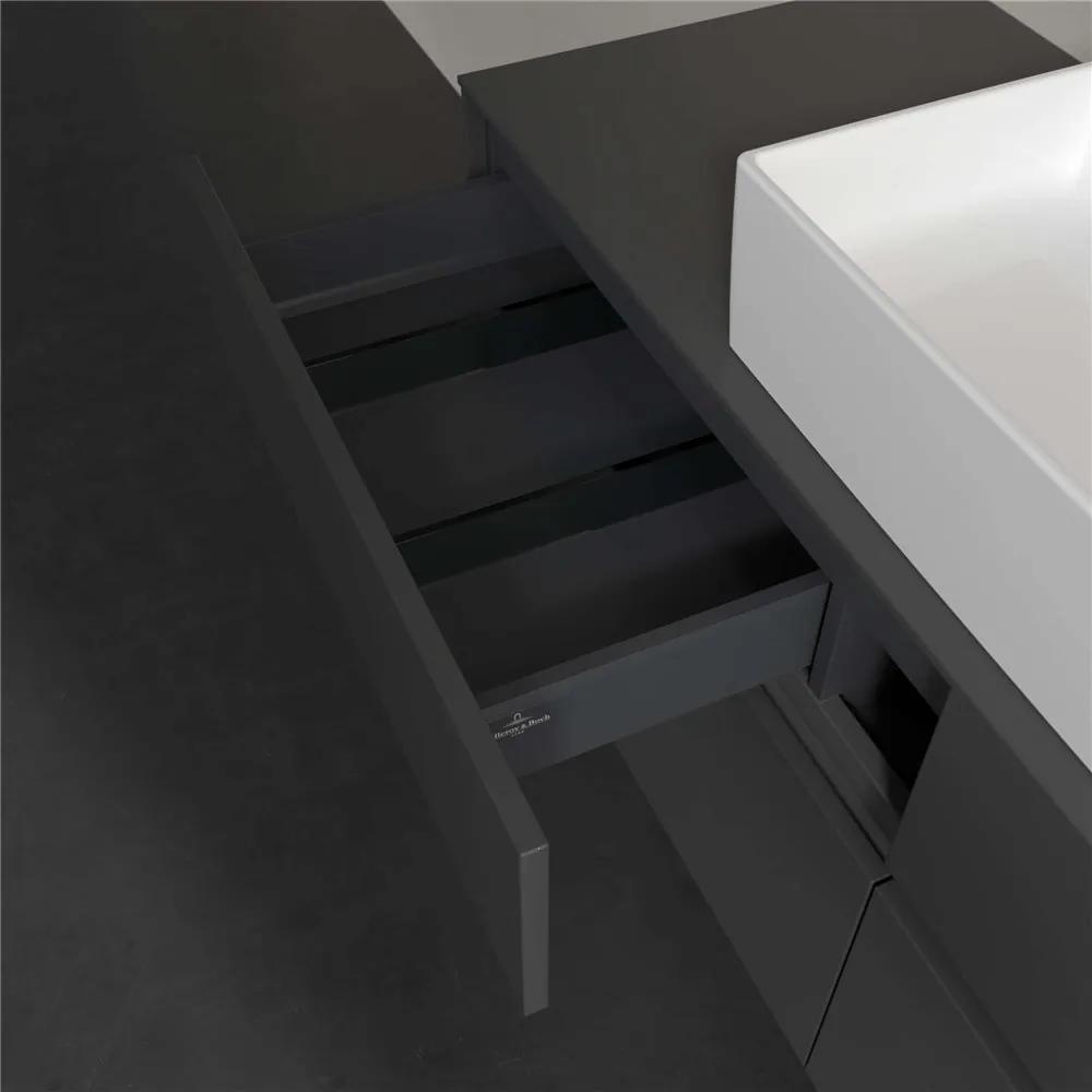 VILLEROY &amp; BOCH Collaro závesná skrinka pod umývadlo na dosku (umývadlo v strede), 4 zásuvky, 1400 x 500 x 548 mm, Glossy Grey, C13100FP