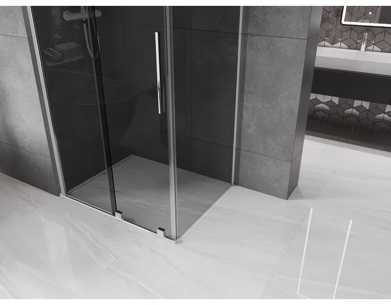 Mexen Velar, sprchový kút s posuvnými dverami 130 x 90 cm, 8mm šedé sklo, chrómová, 871-130-090-41-01