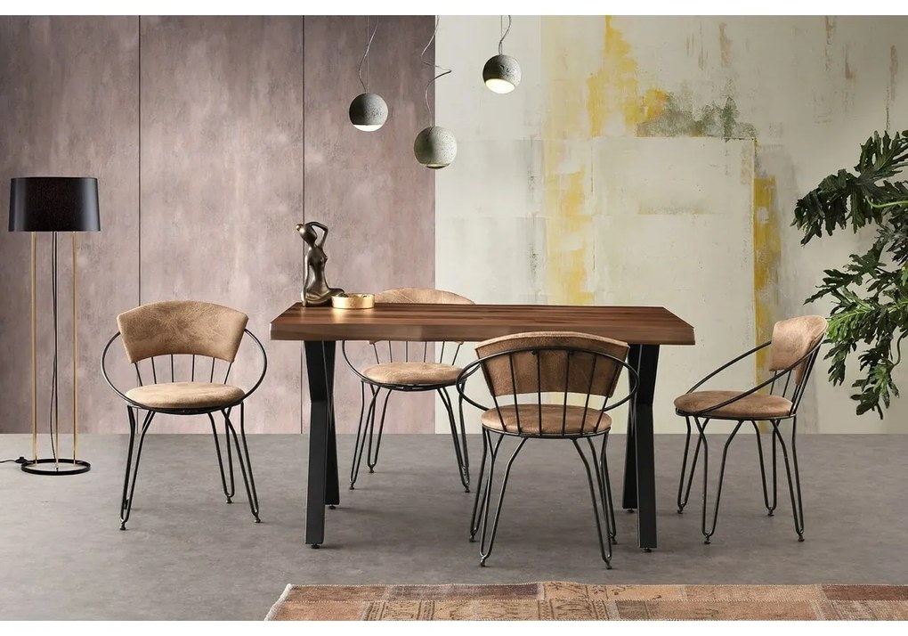Súprava jedálenských stoličiek Istanbul Beige and Black, 2 ks