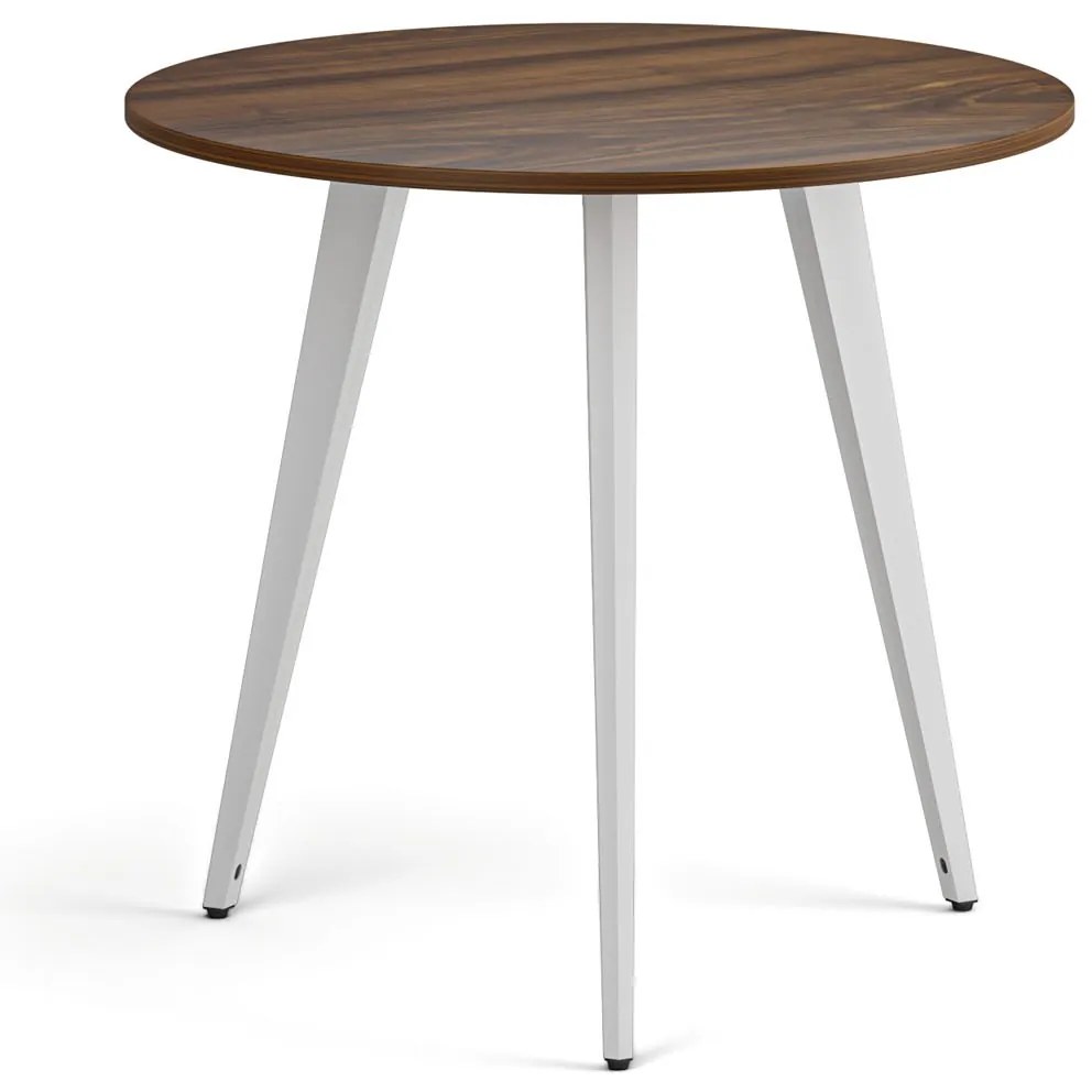 Konferenčný stôl PRIMO VIBE, priemer 80 cm, biela podnož, orech