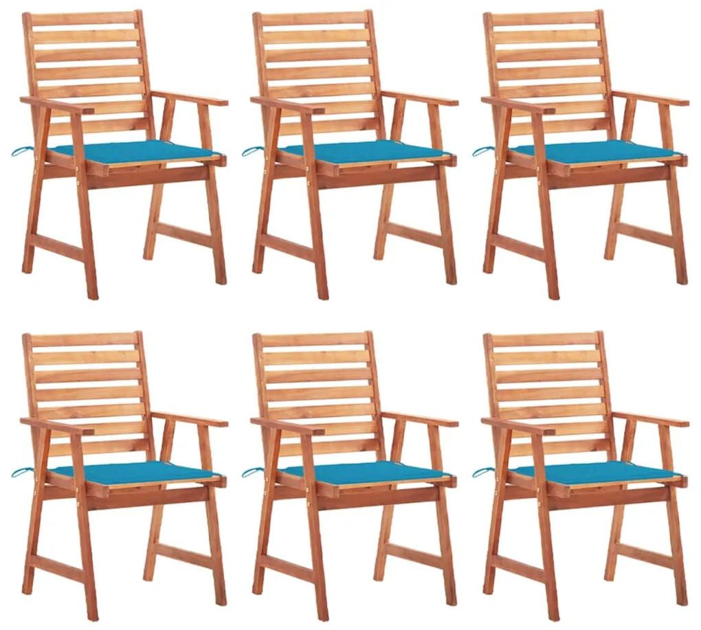 Vonkajšie jedálenské stoličky 6 ks s podložkami masívna akácia
