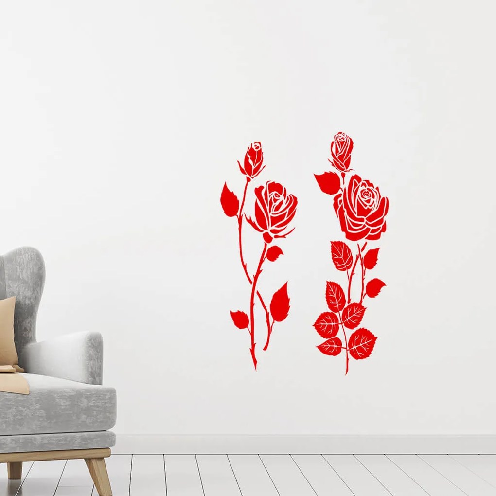 Veselá Stena Samolepka Dve ruže Farba: oranžová, Veľkosť: 80 x 88 cm