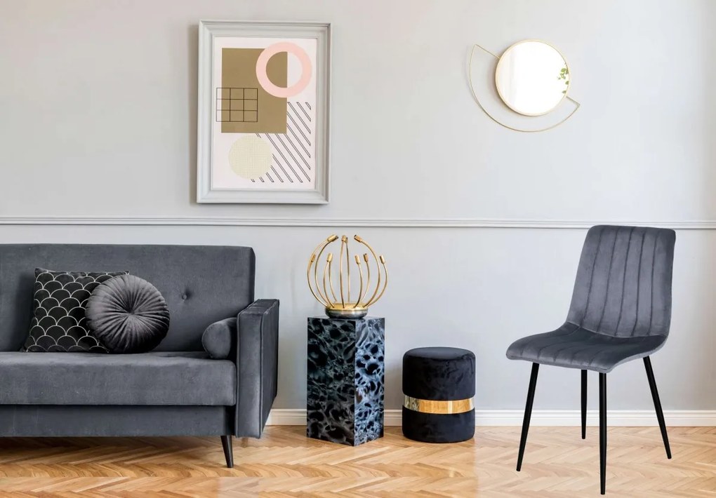 Čalúnená jedálenská stolička FRESNO zamatová sivá