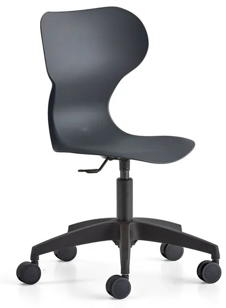 Stolička BRIAN, výškovo nastaviteľná, s kolieskami, čierna