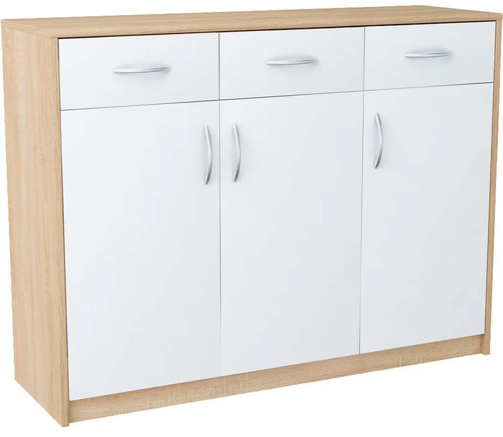 Komoda JULIA K13D3 Biela - dub sonoma