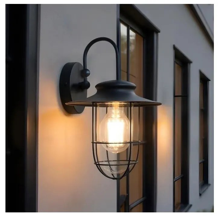 Zuma Line 17068-WD- Vonkajšia nástenná lampa INDUSTRIAL 1xE27/60W/230V IP44 čierna