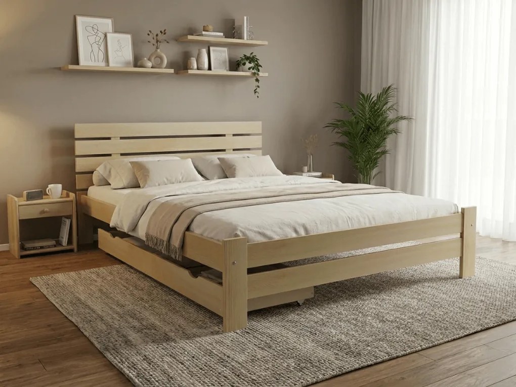 Posteľ PARIS zvýšená 120 x 200 cm, borovica Rošt: Bez roštu, Matrac: Matrac COCO MAXI 20 cm