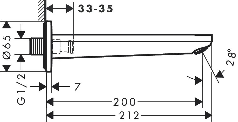 Hansgrohe Rebris S, vaňový výtok, čierna matná, HAN-72430670