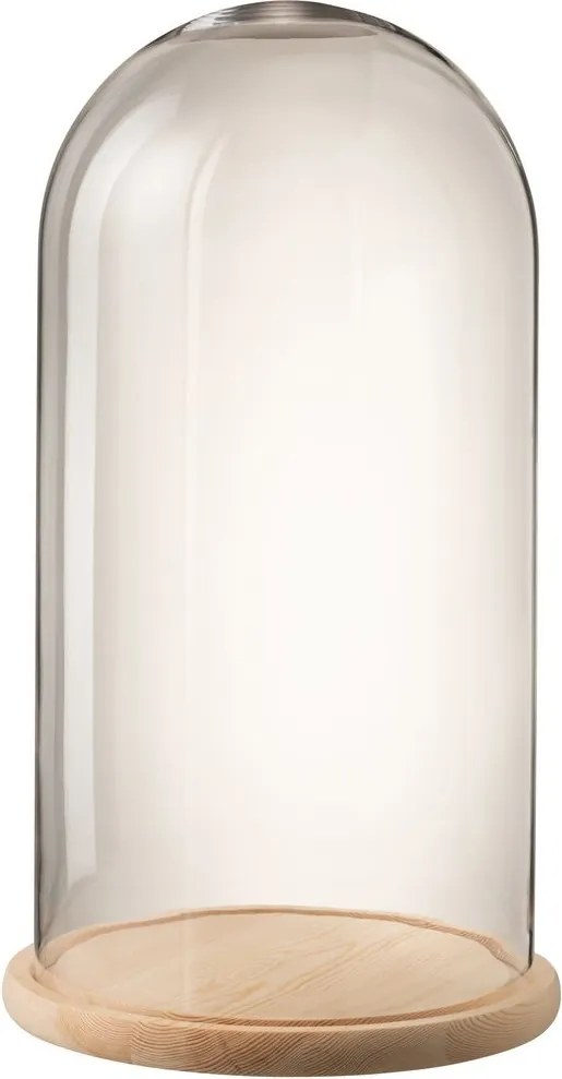 Prírodný drevený podnos so skleneným poklopom Bell Jar - Ø 33*60 cm