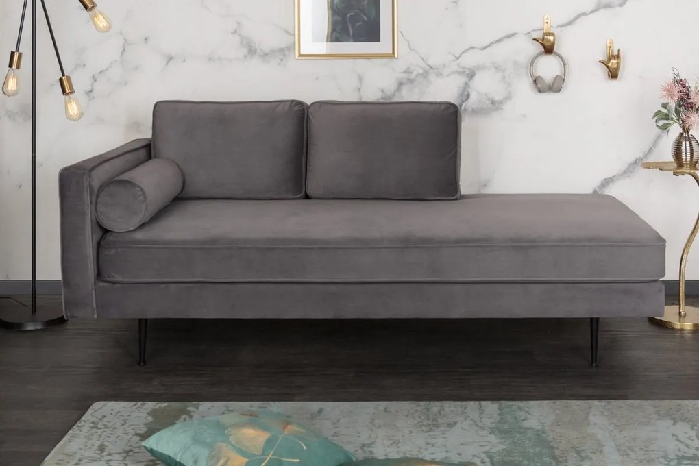 Dizajnová leňoška Evie 196 cm sivý zamat