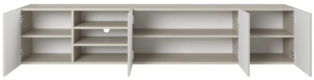 Závesná TV skrinka Asha 200 cm s drážkovanými dvierkami - kašmírová