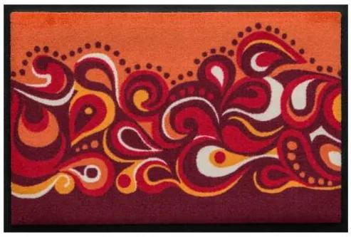 Premium rohožka- retro štýl - červeno-žlté vlny (Vyberte veľkosť: 60*40 cm)