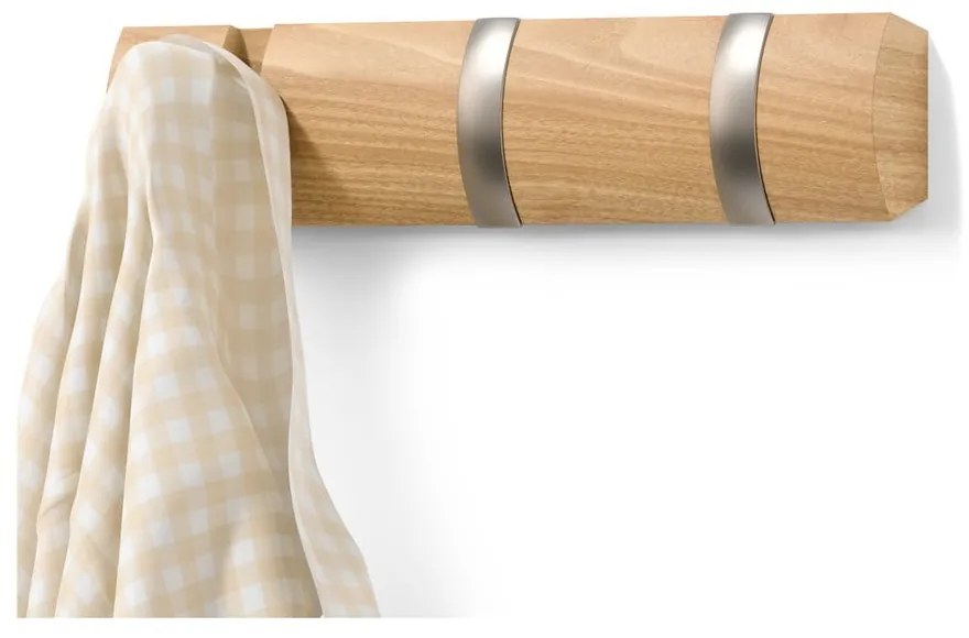 Nástenný vešiak z topoľového dreva v prírodnej farbe Flip – Umbra