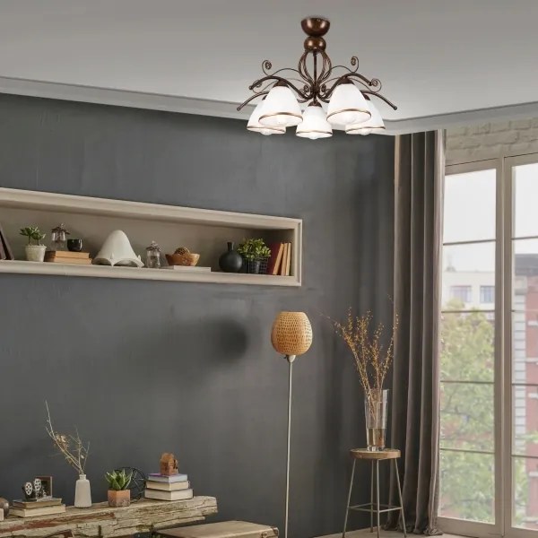 Prisadený luster RETRO 5xE27/60W/230V bronz patina