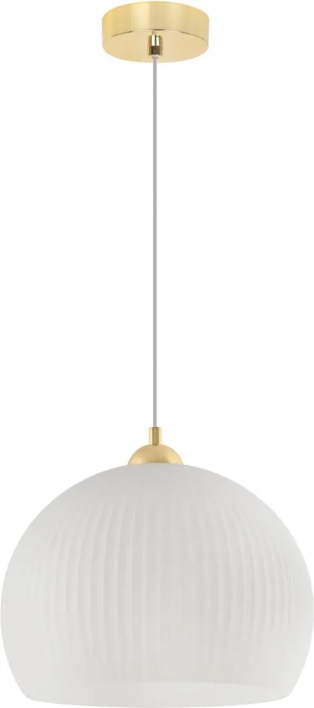 Závesné svietidlo Riffle 5, 1x biele sklenené tienidlo, g