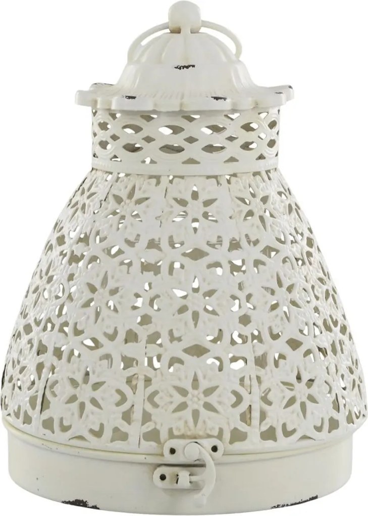 Lampa se vzorem z železa a skla bílá krémová – Ø15*19,5 cm