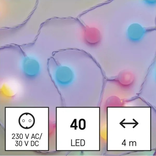 LED Vianočný vonkajší reťaz 40xLED/9m IP44 viacfarebný