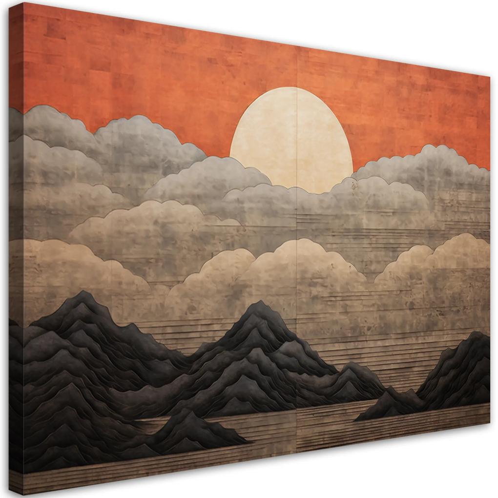 Gario Obraz na plátne Slnko, mraky a hory v Japonsku Rozmery: 60 x 40 cm