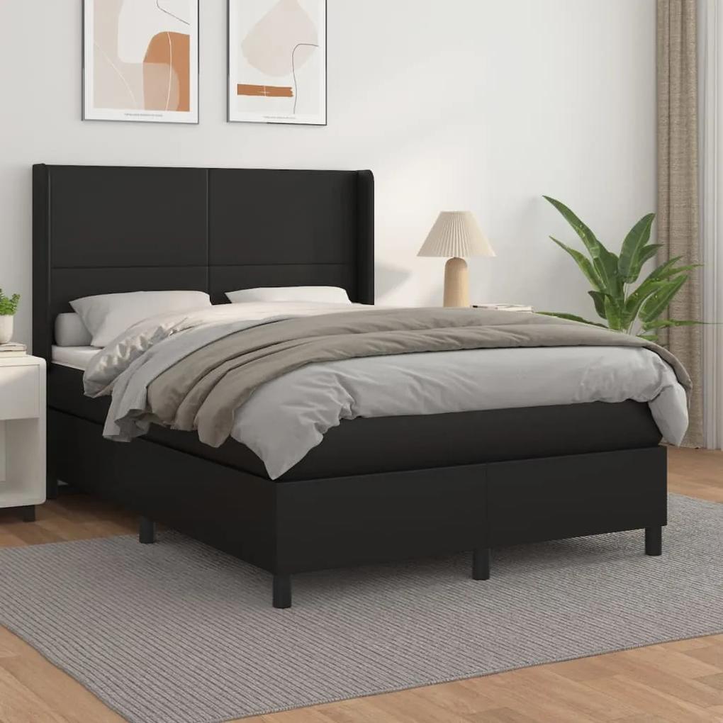Boxspring posteľ s matracom čierny 140x190 cm umelá koža 3132375