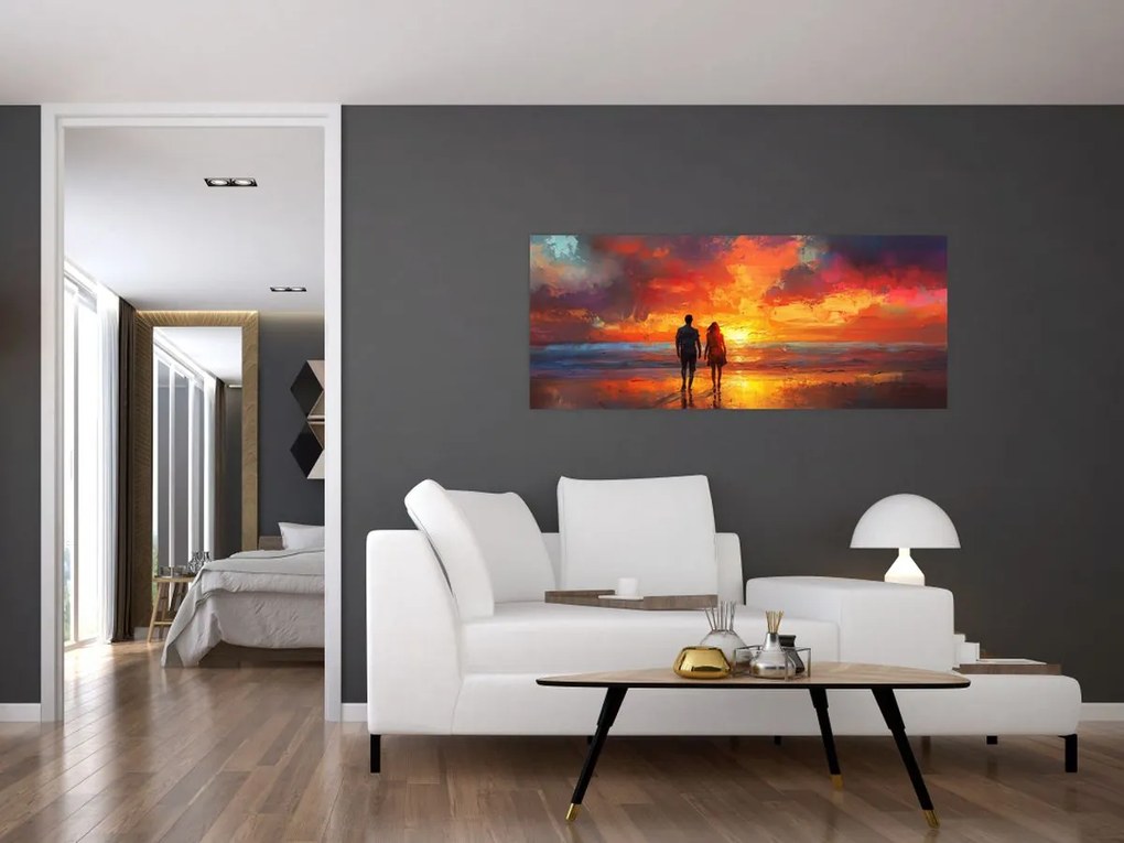 Obraz - Prechádzka na pláži (120x50 cm)