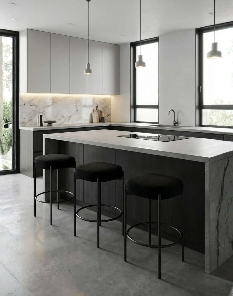 Štvorcová barová stolička s opierkou na nohy Dolly, čierna