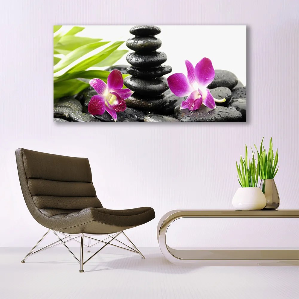 Obraz plexi Kamene zen kúpele orchidea 120x60 cm